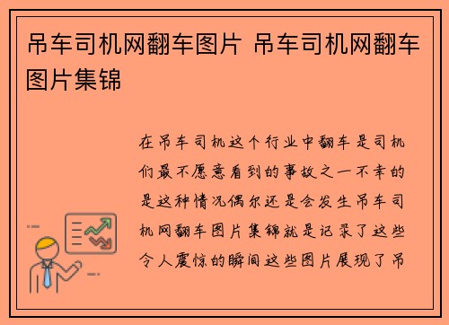 吊车司机网翻车图片 吊车司机网翻车图片集锦